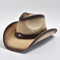Cowboy Style Straw Hat for Men's and Women's Curled Edge Vintage Sun Shield Hat Summer Holiday Beach Hat One Size chaki