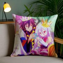 Anime Grožis-Nėra žaidimo, nėra gyvenimo-Animacinis pagalvės užvalkalas Apsaugantis nuo dulkių erkučių Pagalvės užvalkalas Nematomas užtrauktukas švelnus trumpas pliušas Sofos pagalvės užvalkalas 12x12Inch