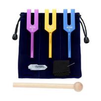 3 vnt. Aliumininis garsinis šakutė su mediniu plaktuku Faux Crystal maišeliu 4096/4160/4225Hz Gydymo instrumentas Garsinė šakutė Joga Meditacija Relaksacijos priedai įvairiaspalvis