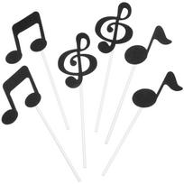 6Pcs Music Note Toppers Black Economical for Cakes Cupcakes and Desserts Music Note Cake Topper Cupcake Topper juoda