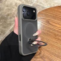 For Magsafe Metal Car Holder Ring Phone Case For iPhone 17 Pro Max 17 Air 16 15 Pro 14 13 12 11 Magnetic Bumper Back Cases Cover iPhone 15 pilka spalva