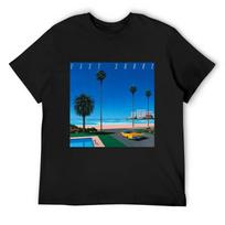 Hiroshi Nagai meno spaudinio plakatas Rytinis krantas Vaporwave estetiniai tapetai Marškinėliai custom vyriški drabužiai S juoda