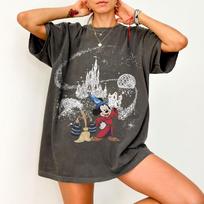 Plus Size Women's Classic Disney Fantasia Mickey Mouse T- Shirt, Disneyland Trip Vacation Shirt Pure Cotton Streetwear Oversized XL