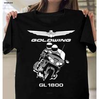 Goldwing GL1800 Motociklai Marškinėliai Vyrams Moterims Vasariniai Medvilniniai Marškinėliai Trumpomis Rankovėmis Viršus Aukštos Kokybės Drabužiai#Spalva S juoda