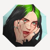 1pc BILLIE EILISH Automatic Umbrella - 8-Rib Foldable Design, Outdoor Adventures, and Family Celebrations, Durable Canopy Material yy250827147