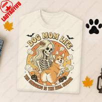 Corgi Halloween Funny Dog Mom Skeleton Clothing Unisex Women All Saints Day Festival Tshirt Casual Autumn Fall Lovely Unisex Tops 4XL