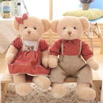 New Cute Countryside Shy Teddy Bear Doll Plush Toy Couple Teddy Bear Doll Wedding Doll approximately 45cm