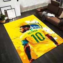 Yellow Sports Carpet with Neymar Football Design and Brazil Theme Suitable for use as an anti-slip for living room bedroom sofas 40x60cm( 15x23in )
