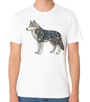 Floral Wolf T-Shirt Decorative Wolf Animal Art Graphic Unisex Tee S įvairiaspalvis