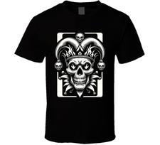 Evil Joker Skull Jester Playing Cards T Shirt S įvairiaspalvis