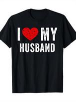 I Love My Husband Graphic T-Shirt Casual Crew Neck Short Sleeve Cotton Tee for Women Daily Wear S įvairiaspalvis