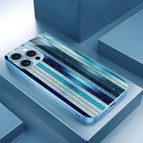 Various blue vertical stripes Man Protect PhoneCase Glass PhoneCase for iPhone 17 16 15 14 13 12 11pm Pro Plus Dropresistant iPhone 17