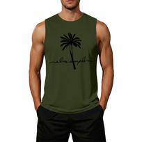 Men's Loose Fit Casual Sleeveless Tank Top Palm Tree Graphic Print Summer Muscle Shirt Lightweight Comfortable Activewear XXXXXL