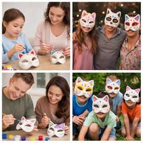 15Pcs Therian Paper Blank Hand Painted Half for Easter Masquerade Fancy Dress Birthday Party