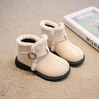 Girls Solid Britain Children Unisex Snow Boots Winter Korean Thick Cotton Kids Fashion Tide Boots For Boys Soft Pu Flats 21