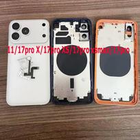 Back Housing Battery Cover For iPhone 11 TO 17 Pro LITE 17 PRO Max Back Battery Housing Middle Frame with SIM Tray XR TO 17 PRO oranžinė