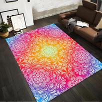 Rainbow Gradient Mandala Pattern Rug with Intricate White Designs Suitable for use as an anti-slip for living room bedroom sofas 40x60cm( 15x23in )