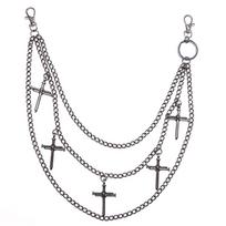 Hip Hop Cross Studded Chain Belt For Men And Women Urban Street Style juoda
