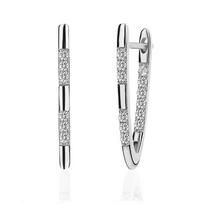 1pair Fashion Micro-inlaid Zircon V-shaped High-end Earrings Women's Personality Geometric Ear Jewelry Personality Niche Temperament Tide sidabras