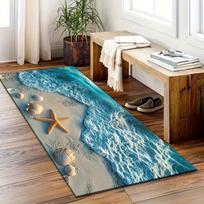 Vasaros paplūdimio jūrų žvaigždės 3D takelis Ilgas virtuvės kilimėlis Neslystantis prieškambario įėjimo kilimas Svetainės vonios kambario dekoras Grindų kilimėliai 40x60cm blue