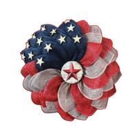 Decorative Burlap Wreath with Star Accents for Indoor Outdoor Use Rustic Americana Style Home Porch Wall Hanging Decoration One Size