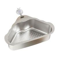 Sink Drain Basket with Suction Cup Fixation Strainer Stainless Steel Triangular Corner Design Food Strainer for Kitchen sidabras