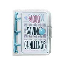 Waterproof $1000 Money Savings Challenge Binder PVC Mini Budget Binder Envelope Savings Challenges Book Durable Portable mėlyna