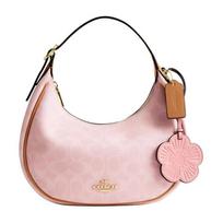COACH rankinė per petį Valentino dienos išskirtinė CARMEN Crossbody 20 Reguliuojamas dirželis Spausdintas Madingas Pusmėnulio Gėlės pakabukas Dengtas drobės Vidutinė Moteriška rožinė