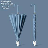 Waterproof Long Handled Umbrellas New Design 16k Hand Umbrella Pure Color Creative Long Straight Umbrellas With Waterproof Case (Cyan,Aluminum&16K) žalsvai mėlyna