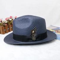 55-58cm Rankomis austas Panama Fedora skrybėlė | Smulkus Fino pynimo šiaudas vyrams ir moterims | Vasaros apsauga nuo saulės ir UV spindulių 55-58cm tamsiai mėlyna