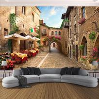 Tapetai 3D Miestas Gatvė Kraštovaizdis Sienų Tapyba Restoranas Svetainė Fonas Namų dekoras Sienų freska Freska 200 cm(W) x 140 cm(H)