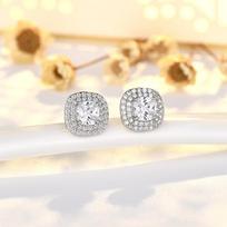 New Product Hot Selling Earrings Four-claw Square Single Drill Earrings