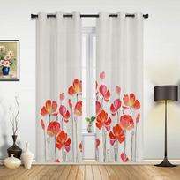 Raudonos akvarelinės aguonos lango užuolaida svetainei prabangi karnizo užuolaida miegamajam namų virtuvės dekorui užuolaida 135W x 60H(cm) x1
