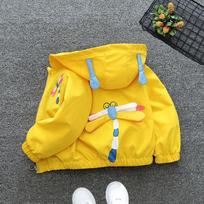 Baby Girls Jacket Cute Cartoon Animals Spring Autumn   Windbreaker Coat Hooded Zipper Outerwear Kids Clothes 80cm geltona