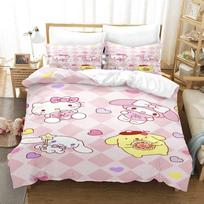 Miniso Kawaii Cinnamoroll spausduotas Kuromi My Melody antklodės užvalkalas 2 pagalvių užvalkalai Suaugusiųjų ir vaikų patalynės komplektas Prabangi dovana EU Single(135*200cm)3pcs