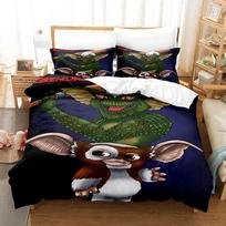 Gremlins patalynės komplektas Vienvietis Twin Pilnas Queen King Dydis Patalynės komplektas Suaugusiųjų Vaikų Miegamojo Antklodės Užvalkalų Komplektai 3D Spausdinimo Anime Patalynės Lakštų Komplektas EU Single(135*200cm)3pcs black
