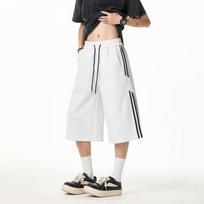 American Cropped Pants Men's Spring and Summer Wide-leg Loose Medium Pants Casual Sports 7-point Pants Boys Over-the-knee Shorts M balta