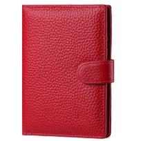 RFID Slim Passport Holder for Man Women Compact Leather Travel Wallet with SIM Card Slot Zipper Coins Pocket Passport Cover Case raudona