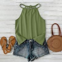 Women’s Bohemian Sleeveless Tank Top with Neck and Relaxed Fit for Outdoor and Casual Wear Comfortable Layer L