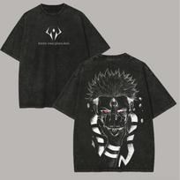 T Shirt Jujutsu Kaisen Men Vintage Acid Wash King of Curses Know Your Place Anime Graphic Streetwear Tee S