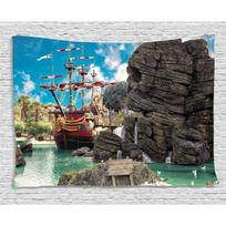 Tapestry pirate big ship on 75x100 juoda