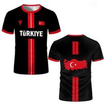 Turkijos futbolo marškinėliai vyrams Turkijos vėliava 3D spaudinys Kvėpuojantys greitai džiūstantys sportiniai marškinėliai Laisvi kasdieniai gerbėjų marškinėliai trumpomis rankovėmis viršutiniai drabužiai XXS