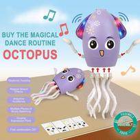 Self-Moving Dancing Squid Robot Toy – Obstacle Avoidance, LED Lights & Music, Interactive Pet Play for Cats/Dogs/Kids – Birthday Gift