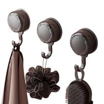 3Pcs Detachable Suction Cup Hooks Reusable Bathroom Towel Hooks  for Key,Loofah,Bag 3Pcs Grey