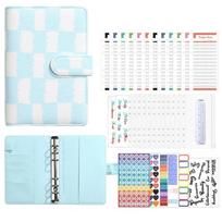 Waterproof Money Saving Binder PU Leather Envelope Savings Challenge  Save Money Notebook mėlyna