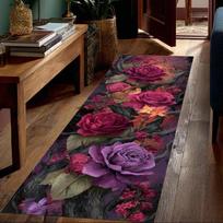 Rožių Gėlių Koridoriaus Kilimas Gimtadienio Dovana Neslystantis Grindų Kilimėlis Plaunamas Ilgas Kilimas Virtuvei Koridoriui Dovana Mamai 40x120cm brown