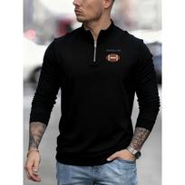 Soccer Dad's New Printed Men's Father's Day Casual Sports Shirt, Stylish and Cool Zipper Collar Shirt, Long Sleeved Sports Shirt Top S juoda