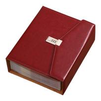 PU Leather Money Savings Binder with Combination Lock 1000 Pockets Savings Binder Large Capacity Cash Storage Book Money Saving vyno raudonos spalvos