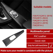 Carbon Fiber PVC Center Console Multimedia Knob Panel Trim Cover For BMW F30 F31 F32 F33 F34 F35 F36 Car Interior Accessories