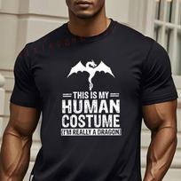 MenS This Is My Cyborg Costume Graphic TShirt Black Base With White Dragon Pattern Casual Short Sleeve Tees S
